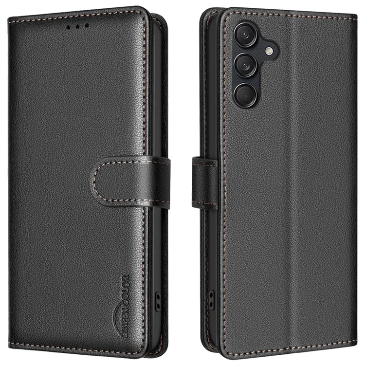 BINFEN COLOR BF32 Para Samsung Galaxy A16 5G / A16 4G Estuche de cuero con cartera RFID que bloquea la cubierta del teléfono - Negro