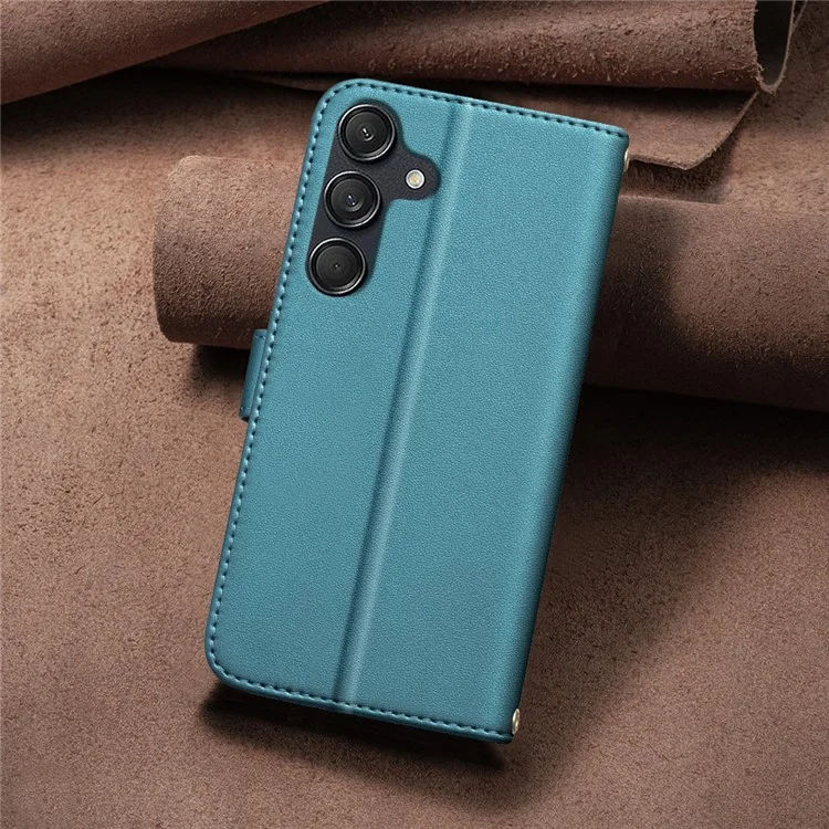 BINFEN COLOR BF34 para Samsung Galaxy A16 5G / A16 4G Estuche de Cuero Cartera Cuadrícula Cuadrada Funda Teléfono - Verde