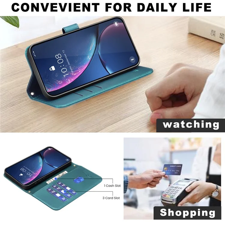 BINFEN COLOR BF34 para Samsung Galaxy A16 5G / A16 4G Estuche de Cuero Cartera Cuadrícula Cuadrada Funda Teléfono - Verde