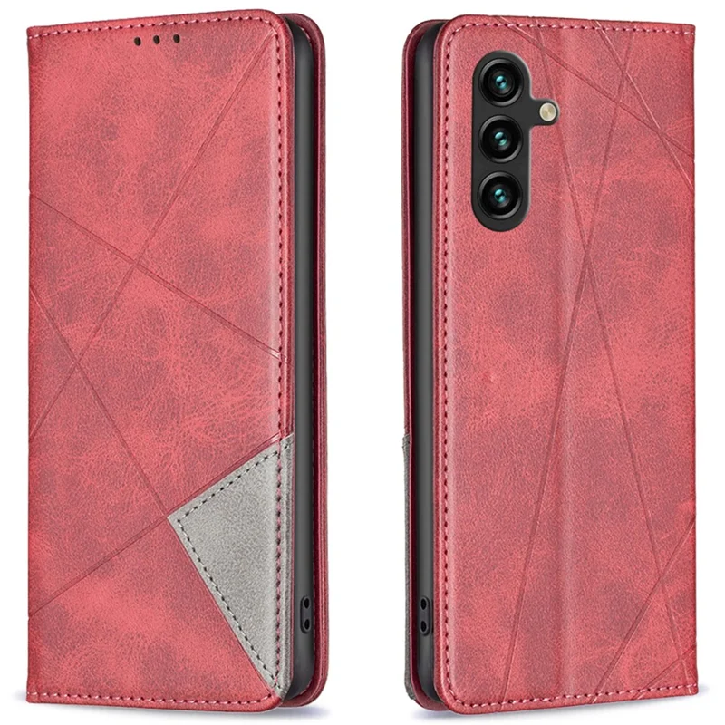 Per Samsung Galaxy A16 5G / A16 4G Custodia Slot per Schede Impronta Geometrica in Pelle - Rosso