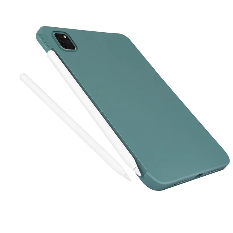 For iPad Pro 11 (2024) Case Anti-Drop Protective Liquid Silicone Tablet Cover - Dark Green