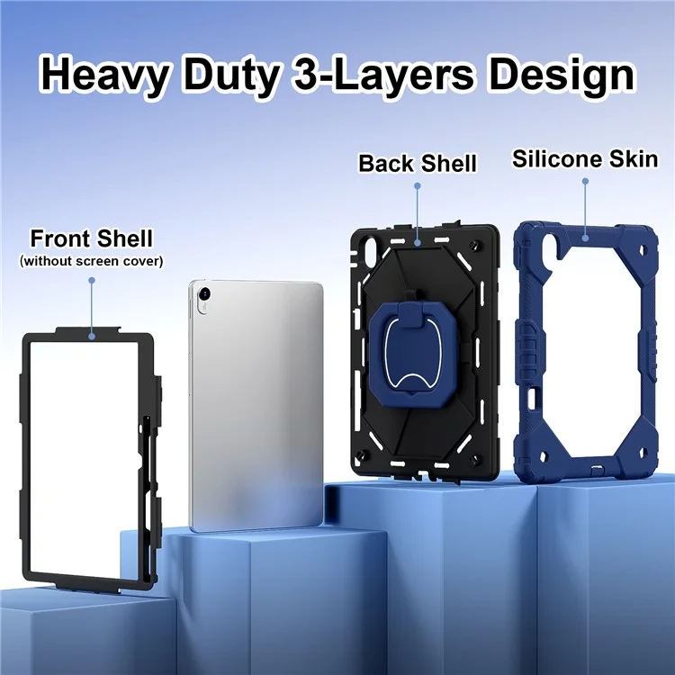 Pour Huawei MatePad Air 11.5 pouces (2023) / MatePad 11.5 Étui de support Silicone+PC Housse de Tablette - Bleu Marine / Noir