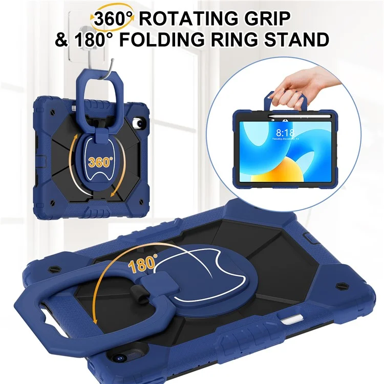 Pour Huawei MatePad Air 11.5 pouces (2023) / MatePad 11.5 Étui de support Silicone+PC Housse de Tablette - Bleu Marine / Noir