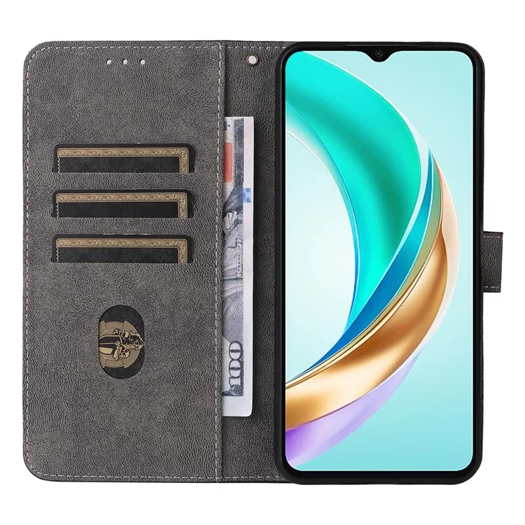 Pour Honor X6b 4G Étui Blocage RFID Portefeuille Support Téléphone Couverture en Cuir PU avec Sangle - Noir