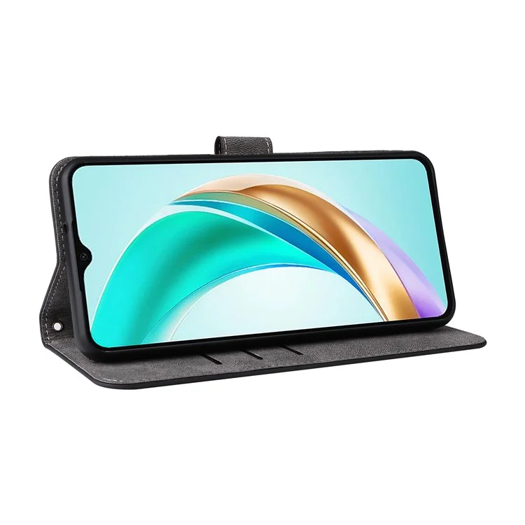 Pour Honor X6b 4G Étui Blocage RFID Portefeuille Support Téléphone Couverture en Cuir PU avec Sangle - Noir