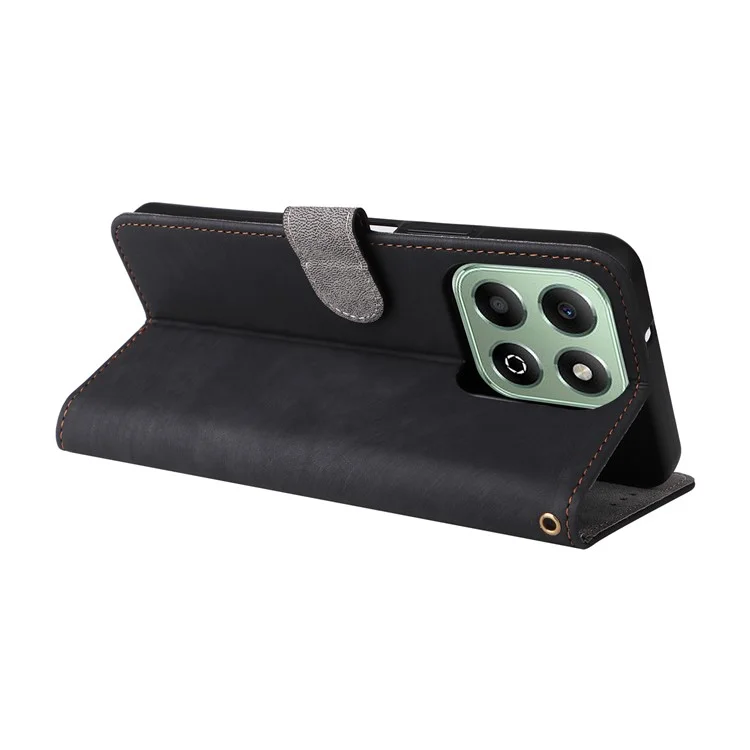 Pour Honor X6b 4G Étui Blocage RFID Portefeuille Support Téléphone Couverture en Cuir PU avec Sangle - Noir