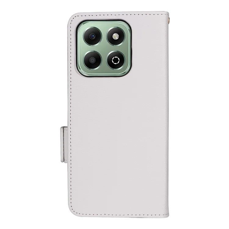 For Honor X6b 4G Téléphone Portable Support de Téléphone Étui en Cuir PU Texture Litchi - Blanc