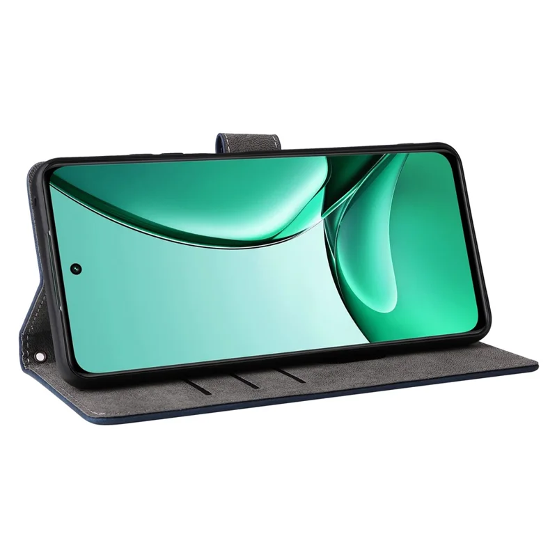For Realme V60 5G / V60s 5G Case RFID Blocking Wallet Phone Stand PU Leather Cover with Strap - Blue
