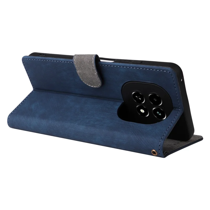 For Realme V60 5G / V60s 5G Case RFID Blocking Wallet Phone Stand PU Leather Cover with Strap - Blue