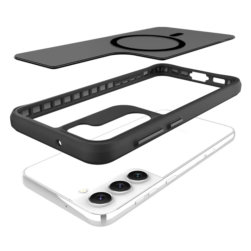 Para Samsung Galaxy S23 Magnetic Case Slim Fit Phone Cover Carbon Fiber Texture - Preto