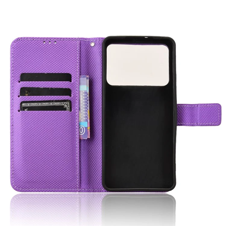 Для Xiaomi Redmi K70 Ultra Phone Stand Case Diamond Texture PU Кожаная обложка Wallet - Фиолетовый