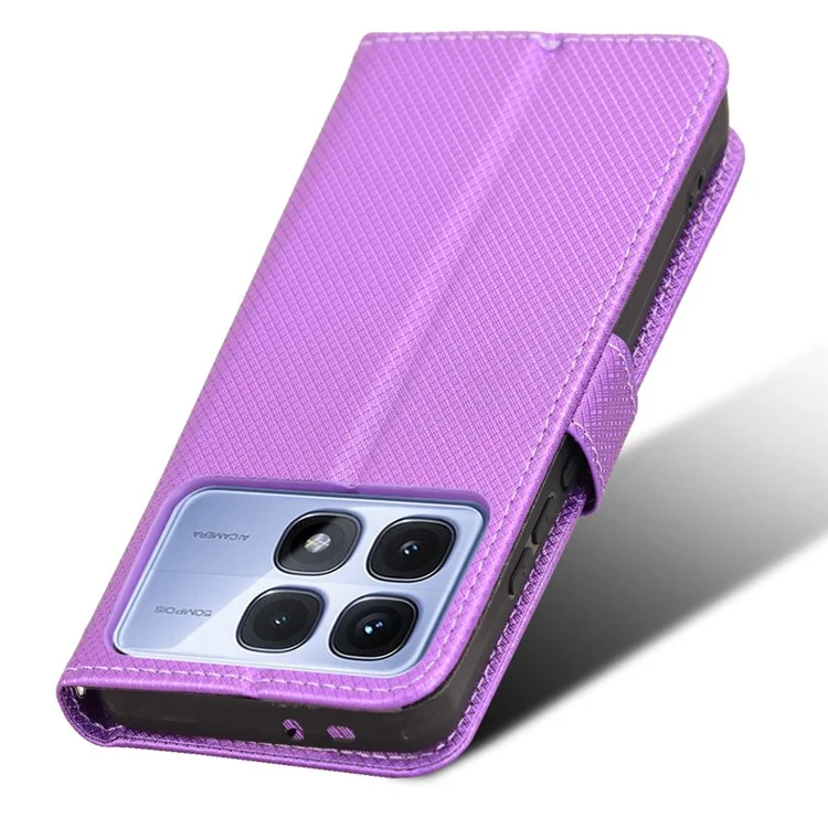 Для Xiaomi Redmi K70 Ultra Phone Stand Case Diamond Texture PU Кожаная обложка Wallet - Фиолетовый