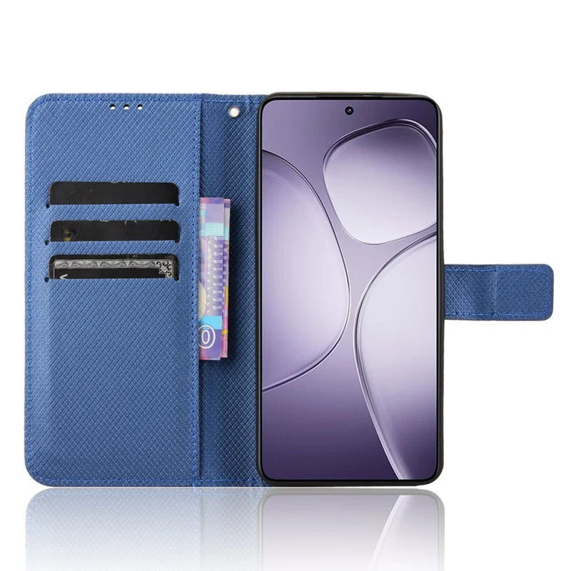 For Xiaomi Redmi K70 Ultra Phone Stand Case Diamond Texture PU Leather Cover Wallet - Blue