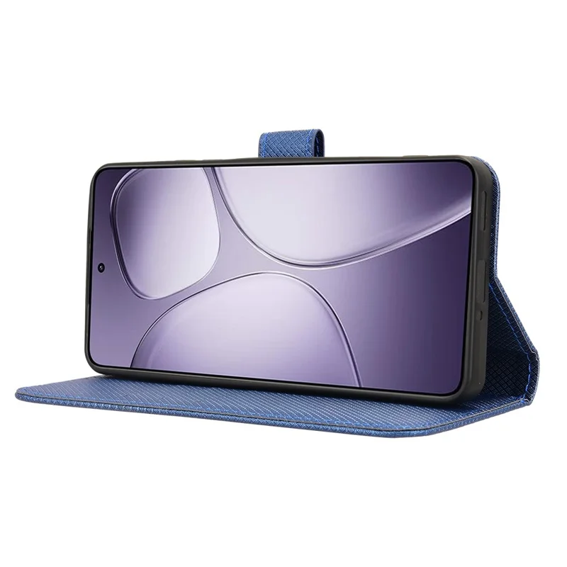 For Xiaomi Redmi K70 Ultra Phone Stand Case Diamond Texture PU Leather Cover Wallet - Blue