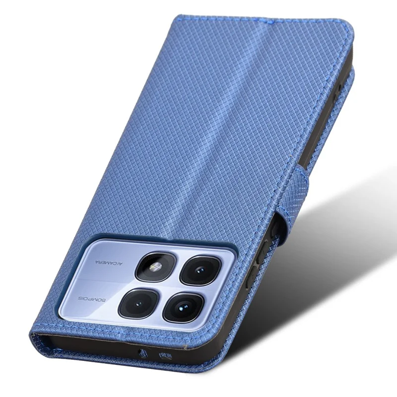 For Xiaomi Redmi K70 Ultra Phone Stand Case Diamond Texture PU Leather Cover Wallet - Blue