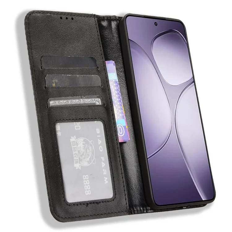 Чехол для смартфона Xiaomi Redmi K70 Ultra, из состаренной искусственной кожи, с бумажником и подставкой - черный