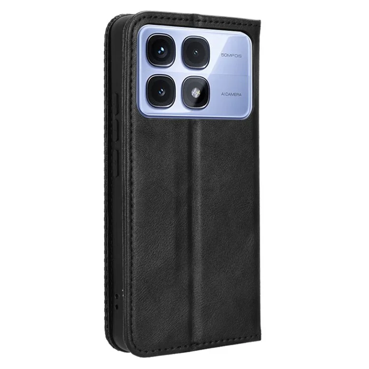 Чехол для смартфона Xiaomi Redmi K70 Ultra, из состаренной искусственной кожи, с бумажником и подставкой - черный