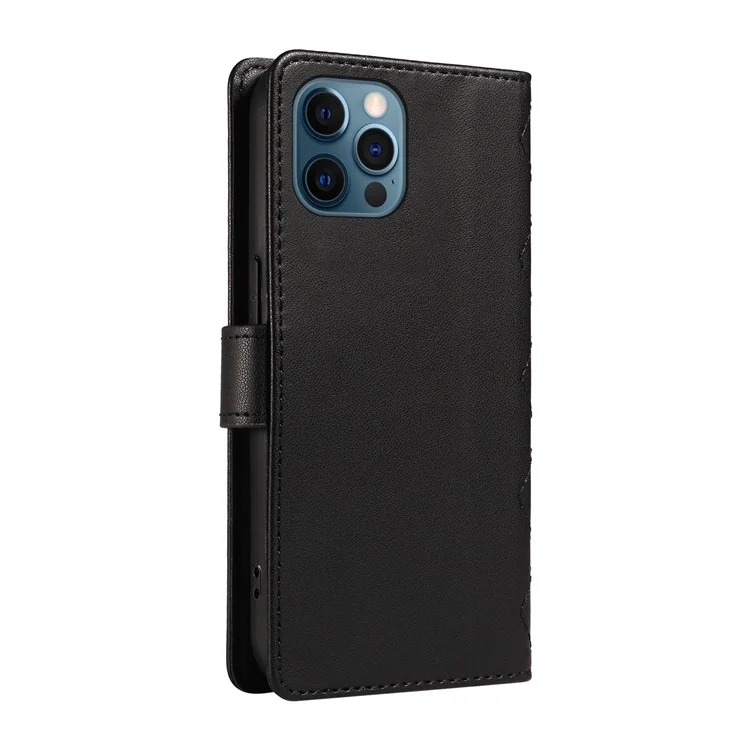 Для iPhone 13 Pro Max Чехол Ромбическая Кожаная Кроссбоди Бумажник Чехол для Телефона - Черный