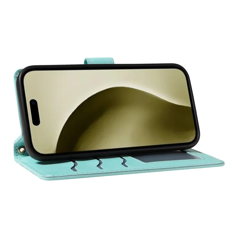 For iPhone 16 Pro Max Case Leather Rhombus Checkered Phone Cover with Detachable Lanyard Straps - Green