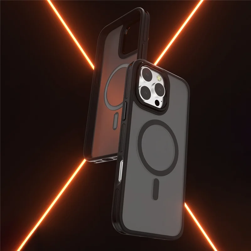 Série C1 para iPhone 14 Pro Capa Magnética Matte TPU+PC Capa de Telefone Compatível com MagSafe - Preto