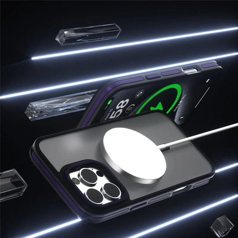 Série C1 para iPhone 14 Pro Capa Magnética Matte TPU+PC Capa de Telefone Compatível com MagSafe - Preto