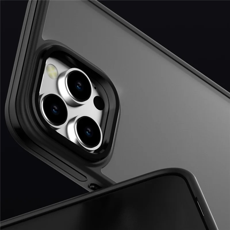 C1 Series For iPhone 15 Pro Case Translucent Matte Back TPU+PC Anti-Drop Phone Cover - Black