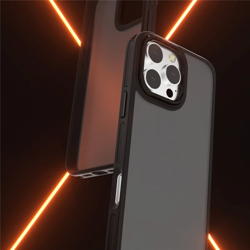 C1 Series For iPhone 15 Pro Case Translucent Matte Back TPU+PC Anti-Drop Phone Cover - Black