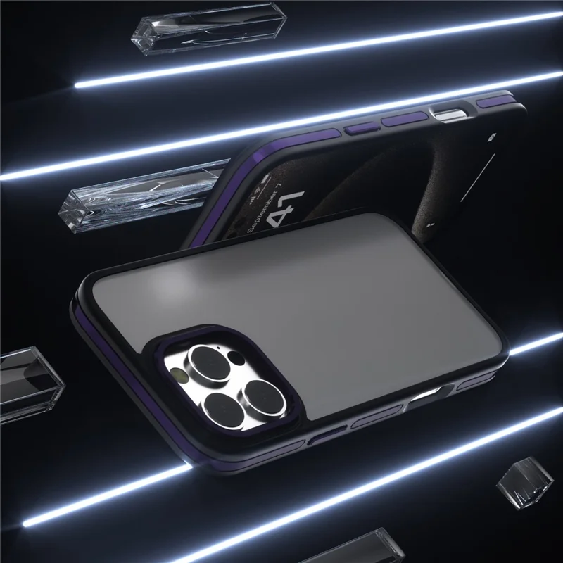 C1 Series For iPhone 15 Pro Case Translucent Matte Back TPU+PC Anti-Drop Phone Cover - Black