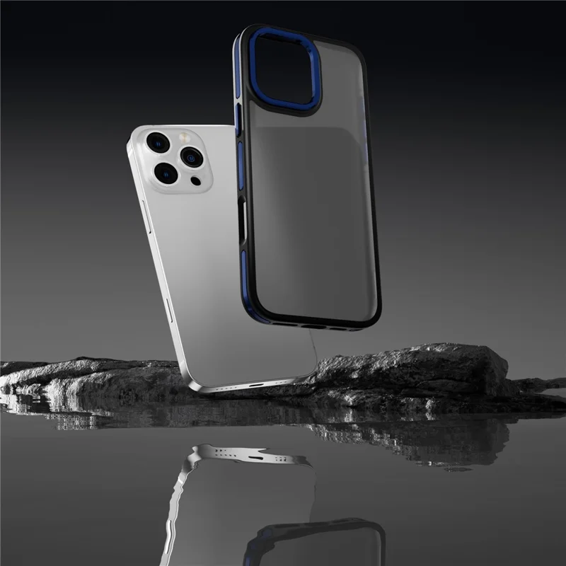 C1 Series For iPhone 15 Pro Case Translucent Matte Back TPU+PC Anti-Drop Phone Cover - Black