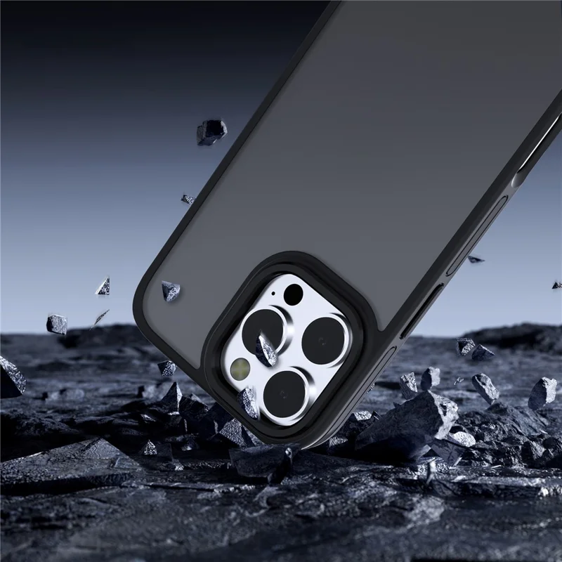C1 Series For iPhone 15 Pro Case Translucent Matte Back TPU+PC Anti-Drop Phone Cover - Black