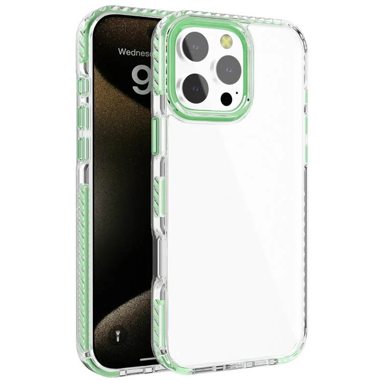 Pour iPhone 14 Pro Max Coque de protection en PC+TPU transparente - Vert Matcha