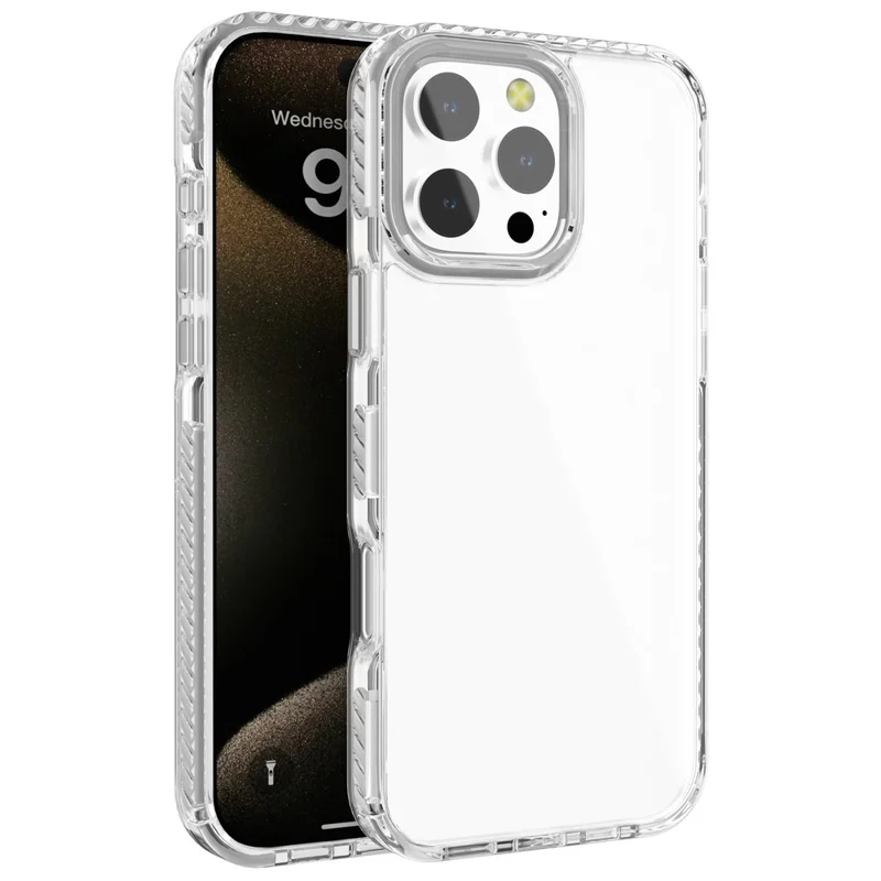 For iPhone 14 Pro Clear Phone Case PC+TPU Shell Anti-Scratch Phone Cover - Grey