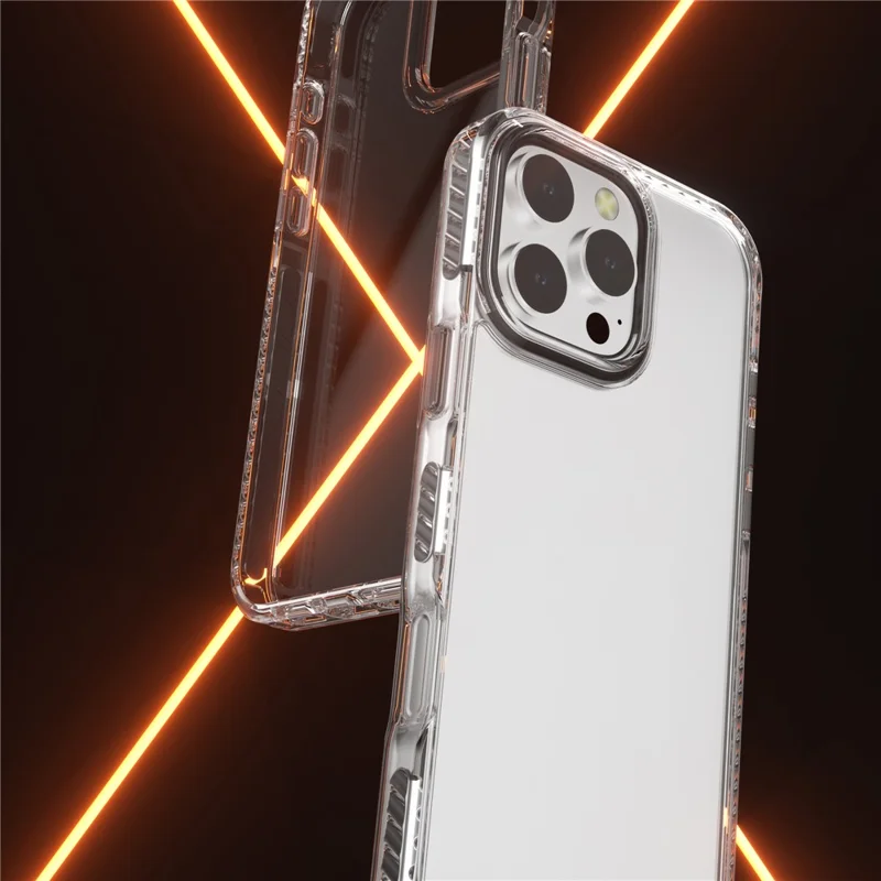 For iPhone 14 Pro Clear Phone Case PC+TPU Shell Anti-Scratch Phone Cover - Grey