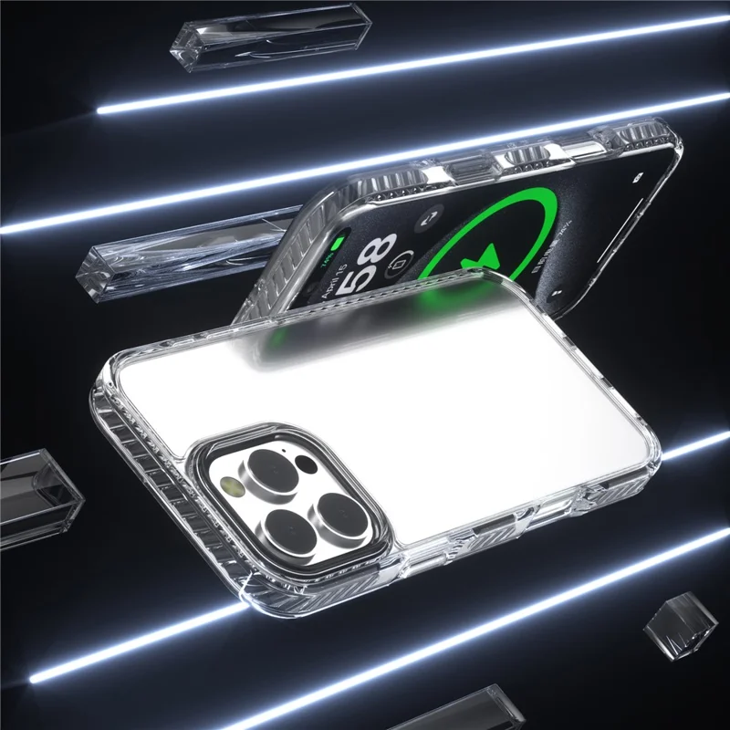 For iPhone 14 Pro Clear Phone Case PC+TPU Shell Anti-Scratch Phone Cover - Grey