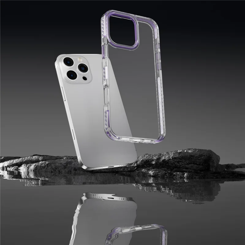 For iPhone 14 Pro Clear Phone Case PC+TPU Shell Anti-Scratch Phone Cover - Grey