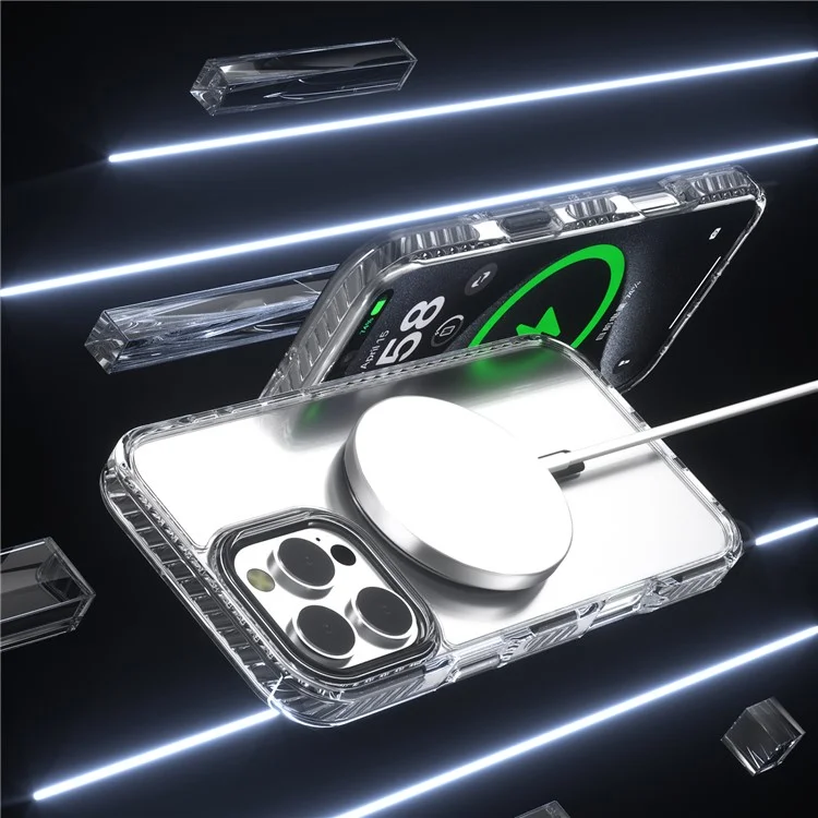 Per iPhone 15 Pro Case Compatibile con MagSafe PC+TPU Cover con Long Lanyard - Nero
