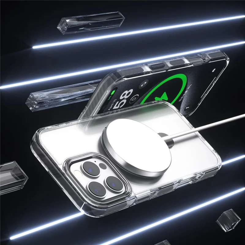Capa de Telefone para iPhone 15 Pro Compatível com MagSafe PC+TPU Capa com Suporte em Anel - Preta
