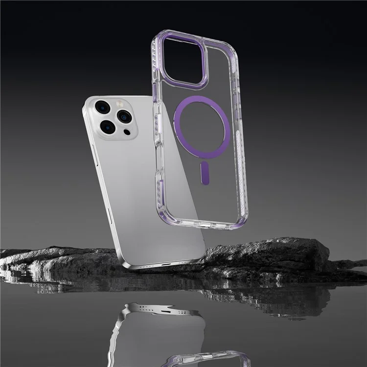 Coque Transparente Pour iPhone 13 Pro Max Coque PC+TPU Compatible Avec MagSafe Housse De Téléphone - Noir