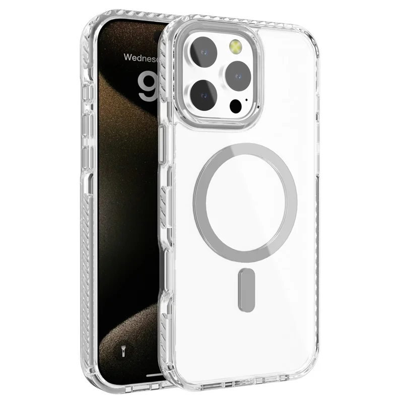 For iPhone 13 Pro Max Clear Phone Case PC+TPU Shell Compatible with MagSafe Phone Cover - Grey