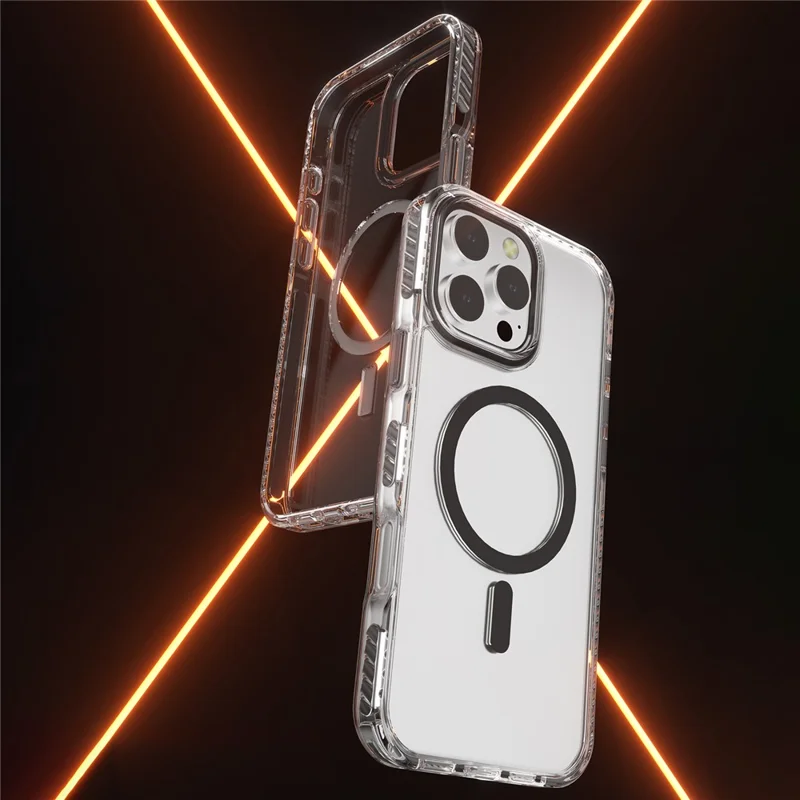 For iPhone 13 Pro Clear Phone Case PC+TPU Shell Compatible with MagSafe Phone Cover - Black