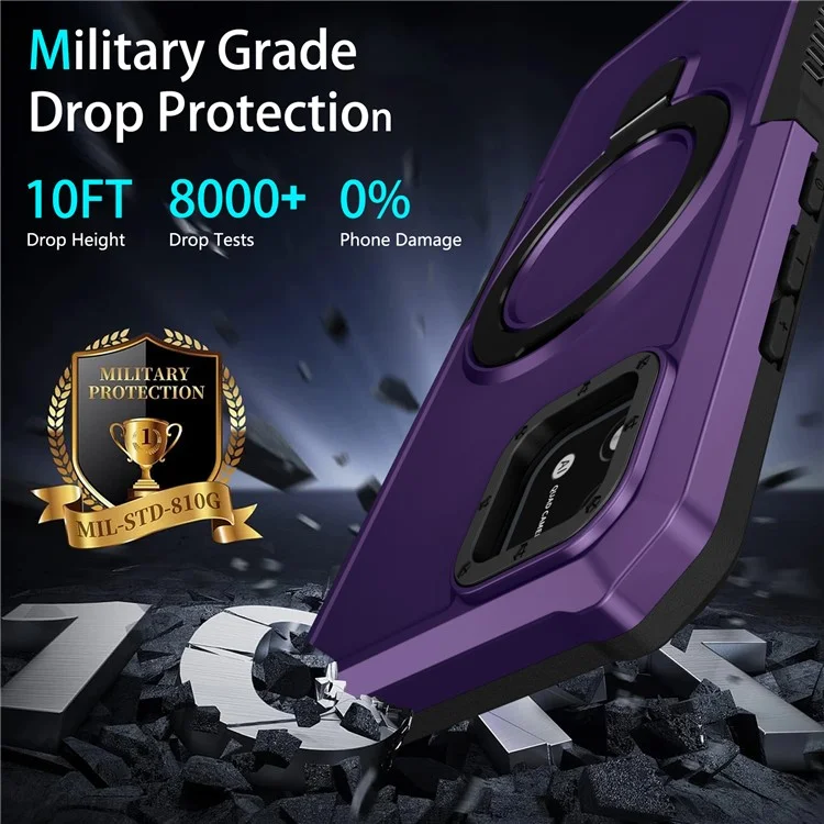 Per Realme C20 Case Ring Kickstand TPU+PC Protective Phone Cover - Viola Scuro