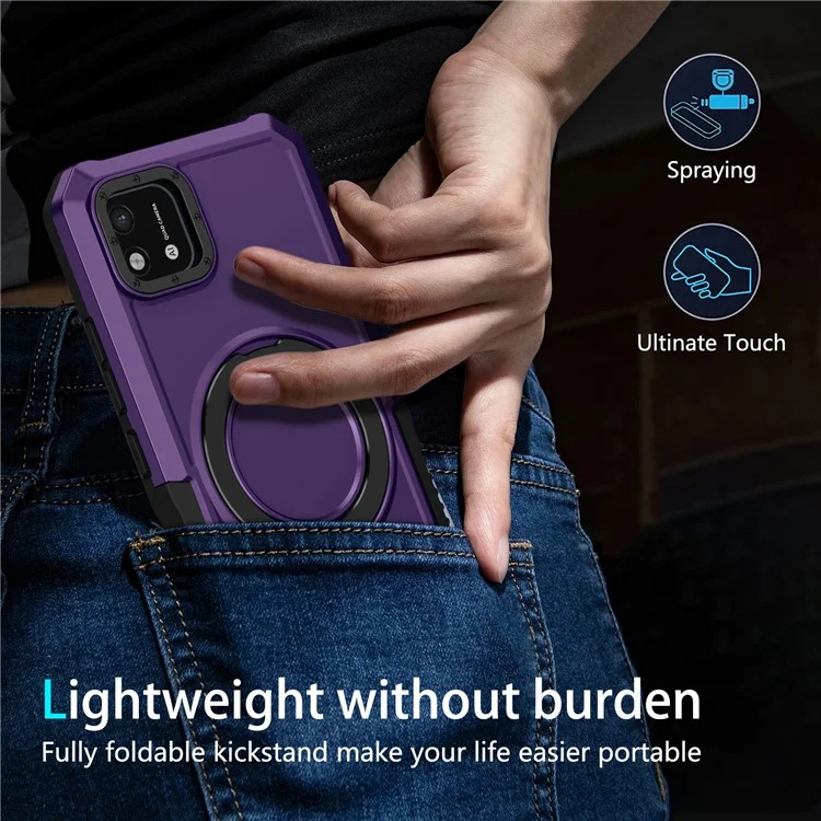 Per Realme C20 Case Ring Kickstand TPU+PC Protective Phone Cover - Viola Scuro