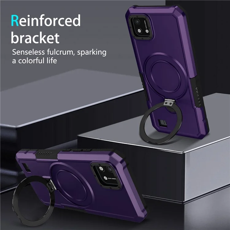 Per Realme C20 Case Ring Kickstand TPU+PC Protective Phone Cover - Viola Scuro