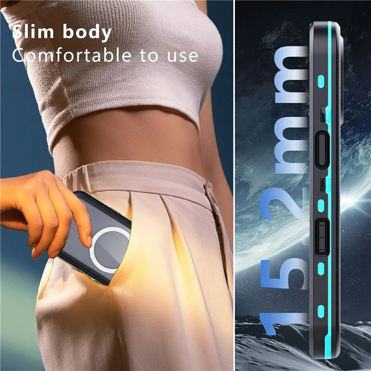 SHELLBOX Dot+ Series Phone Case for iPhone 16 Pro IP68 Waterproof PC+TPU Clear Cover Compatible with MagSafe - Blue