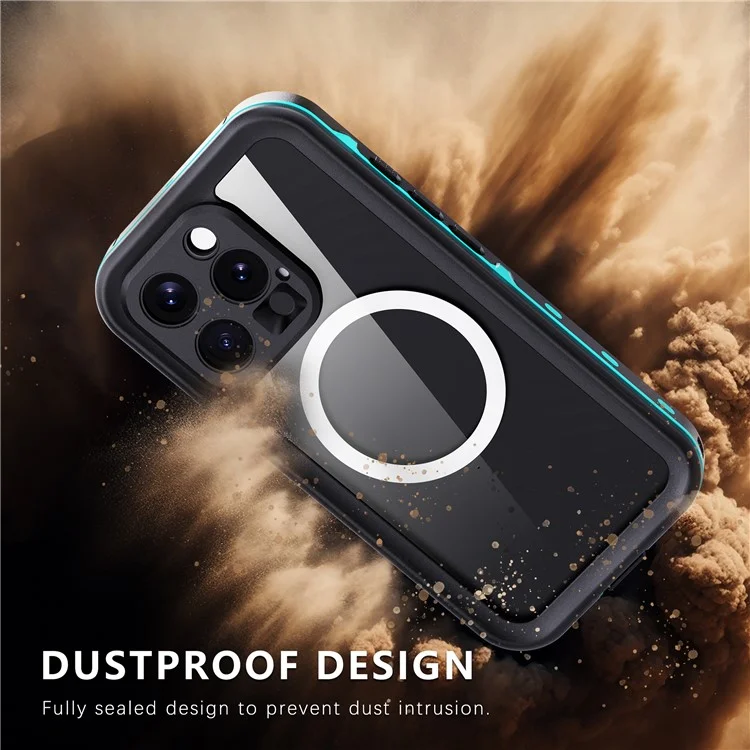 SHELLBOX Dot+ Series Phone Case for iPhone 16 Pro IP68 Waterproof PC+TPU Clear Cover Compatible with MagSafe - Blue