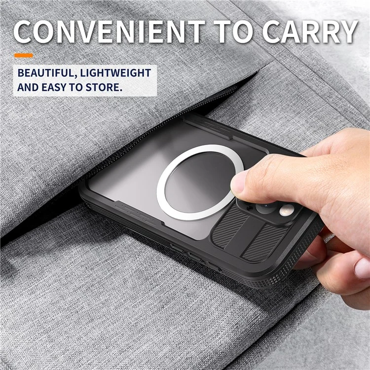 SHELLBOX Para iPhone 16 Pro IP68 Capa à Prova de Água Compatível com MagSafe Capa de Telefone Transparente - Preto