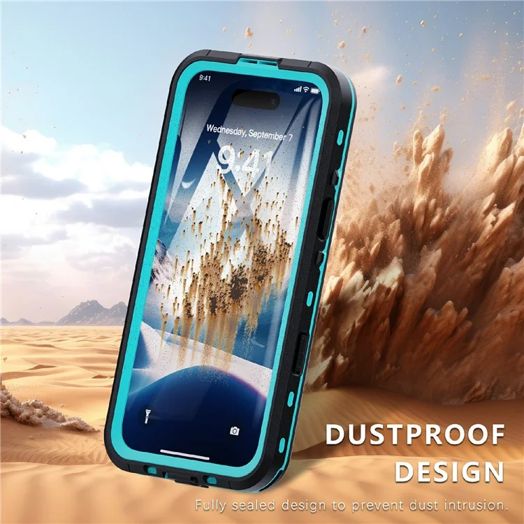 SHELLBOX Dot+ Series Phone Case for iPhone 16 Plus IP68 Waterproof PC+TPU Clear Cover Compatible with MagSafe - Blue