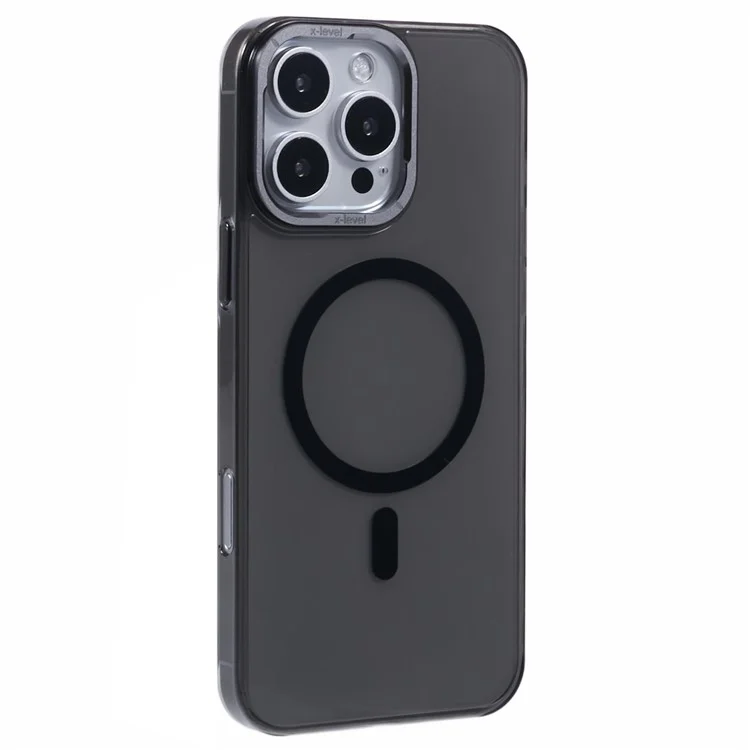 X-LEVEL Clear Series per iPhone 16 Pro Max Custodia Compatibile con MagSafe PC+Glass Cover per Telefono - Nero Trasparente
