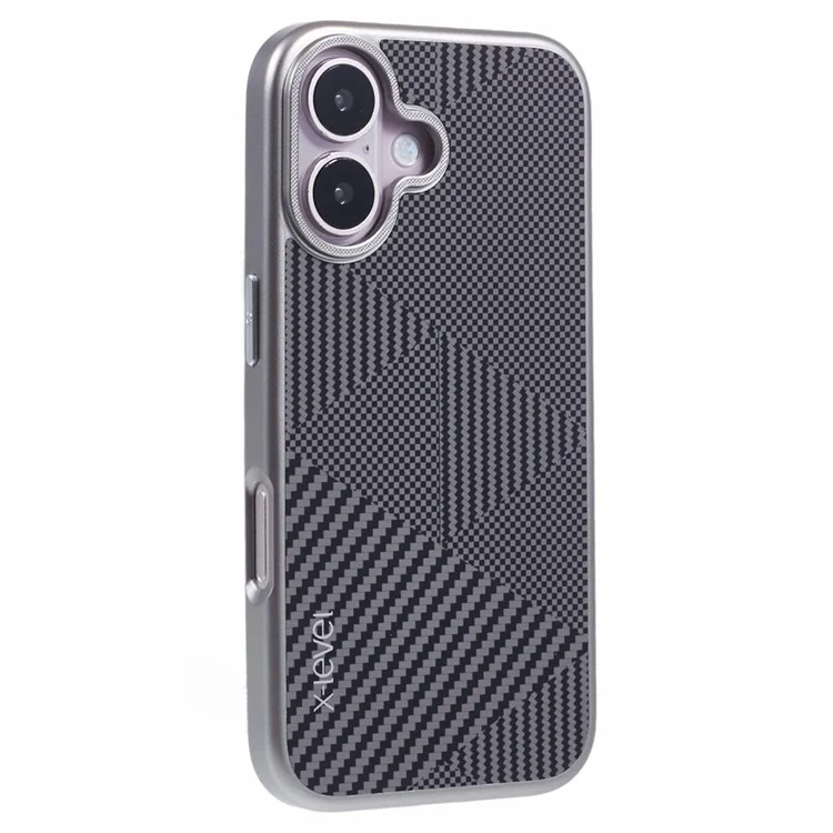 X-LEVEL Für iPhone 16 Hülle Rhombus Splicing Hard PC Stoßfest Handyhülle - Titanium Grey