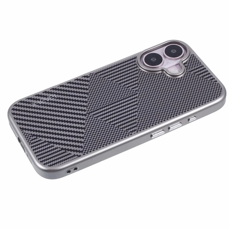 X-LEVEL Für iPhone 16 Hülle Rhombus Splicing Hard PC Stoßfest Handyhülle - Titanium Grey